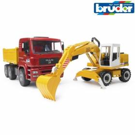 Camion Man basculabil si excavator Liebherr 02751 Bruder