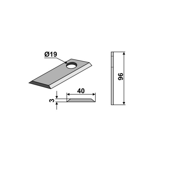 Cutit cositoare rotativa 06561542 Rasspe Radura 96x40x3 mm, RS41864
