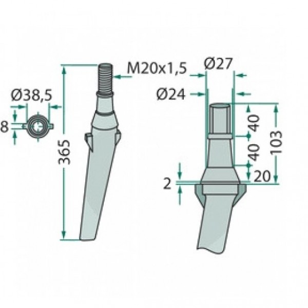 Cutit pentru grapa rotativa 491402.0, 24025, 1163214870 Krone Landsberg, Lely, Rau