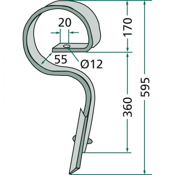 Arc cu sageata pentru cultivator 32 x 10 mm