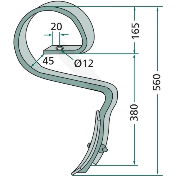 Arc cu sageata pentru cultivator 32 x 10 mm