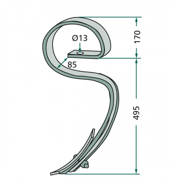 Arc cu sageata pentru cultivator 45x12x710 mm