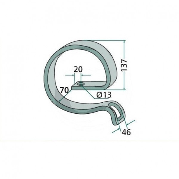 Arc intaritor cu ochi pentru cultivator 45 x 10 mm