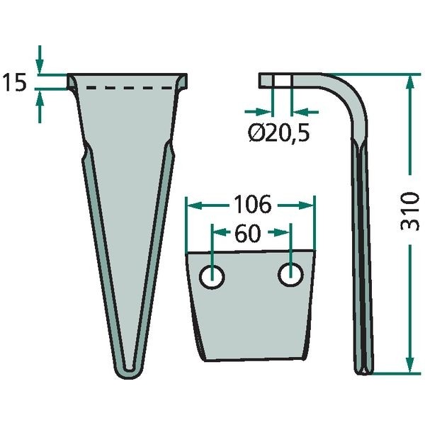 Cutit pentru grapa rotativa 7A48011, 04202 Feraboli, Frost, Massey Ferguson