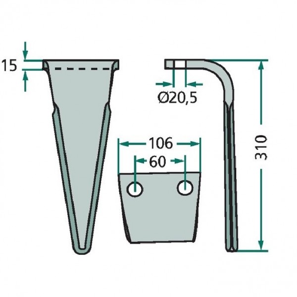 Cutit pentru grapa rotativa 7A48011, 04202 Feraboli, Frost, Massey Ferguson