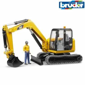 Mini excavator Cat cu muncitor 02466 Bruder