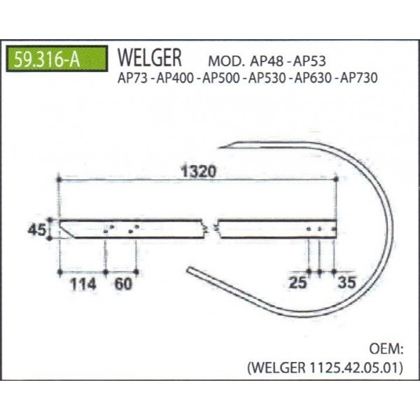 Tabla Pick-Up Pentru Welger, AP48, AP400, AP53, AP500,AP530 ,AP630, AP73, AP730