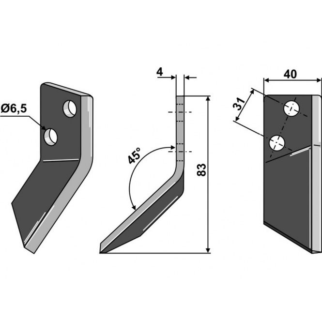 Cutit stanga pentru vagon amestec furaje Delaval 70-319