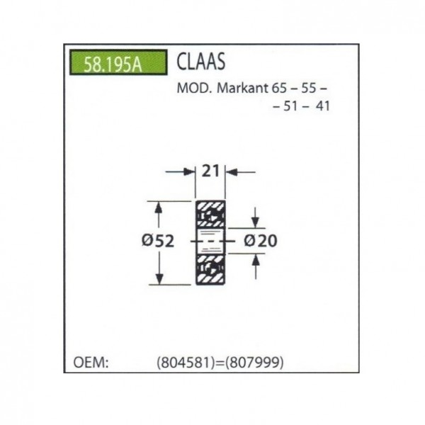 Rola pentru presa Claas 804581, 58.195A