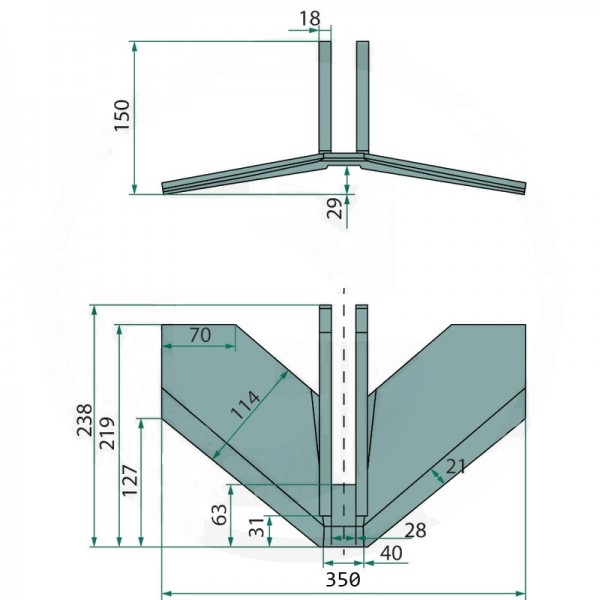 Brazdar cu aripi pentru cultivator Kockerling 506025