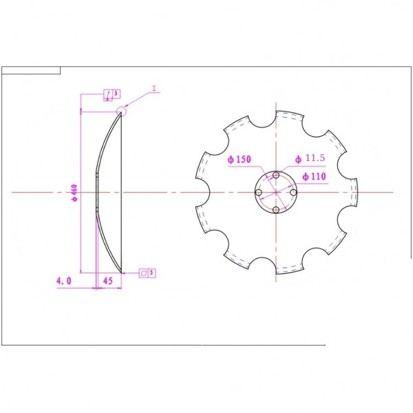 Taler disc crestat pentru cultivator Amazone / BBG 460x4 mm XL034