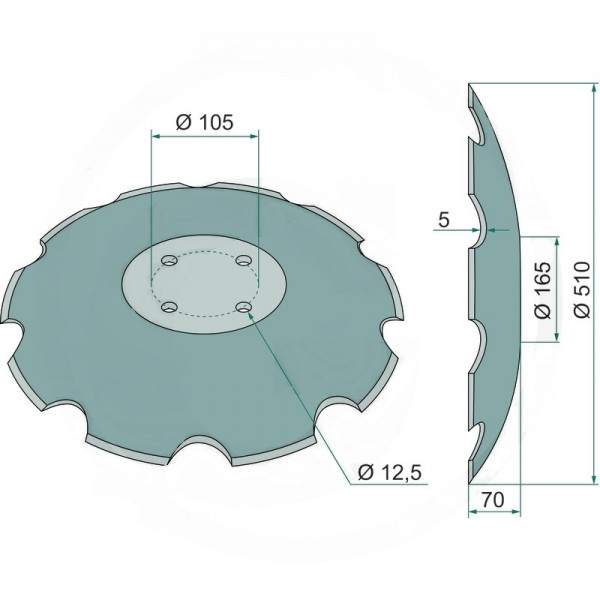 Taler disc crestat pentru plug Lemken 34910027 510x5 mm