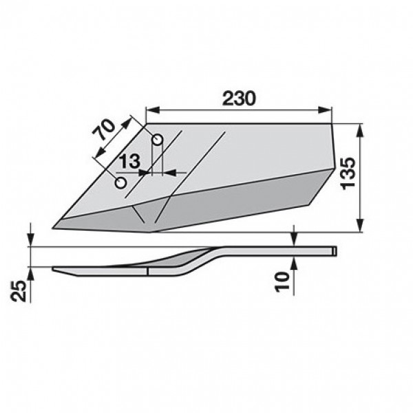 Brazdar cu aripi pentru cultivator Lemken 3374419, FL35D GEK stanga