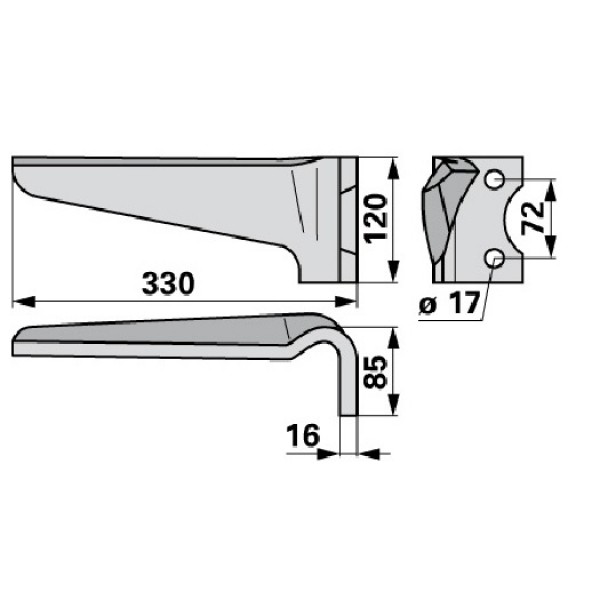 Cutit pentru grapa rotativa 034826 Niemeyer, dreapta