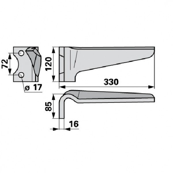 Cutit pentru grapa rotativa 034826 Niemeyer, stânga