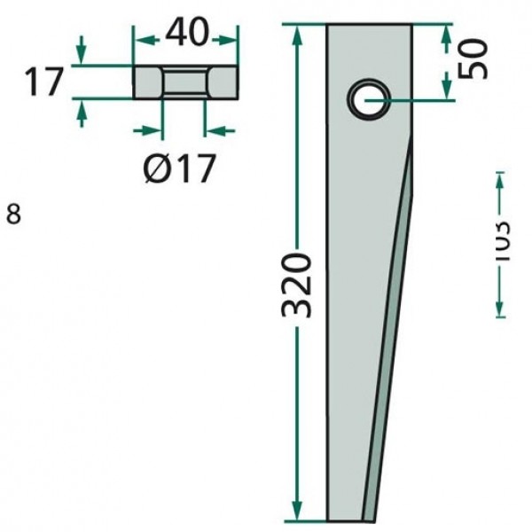 Cutit pentru grapa rotativa 52503700 Kuhn