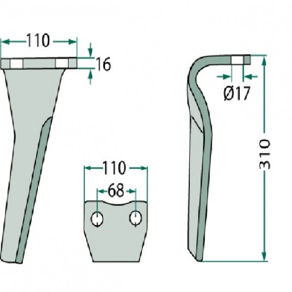 Cutit pentru grapa rotativa 52539500, 52560500 Kuhn Huard