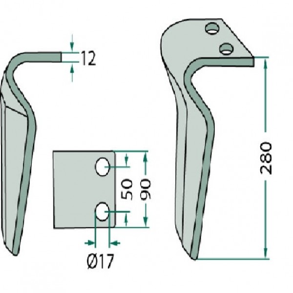 Cutit pentru grapa rotativa MAE 020146, 27100210, V05493, E44501 Kverneland Landsberg Maletti Maschio Rau Vogel&Noot