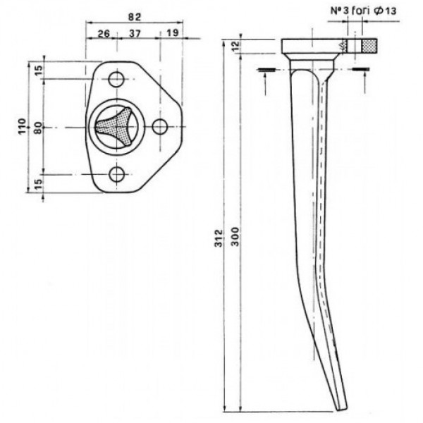 Dinte pentru grapa rotativa 6302100 Amazone