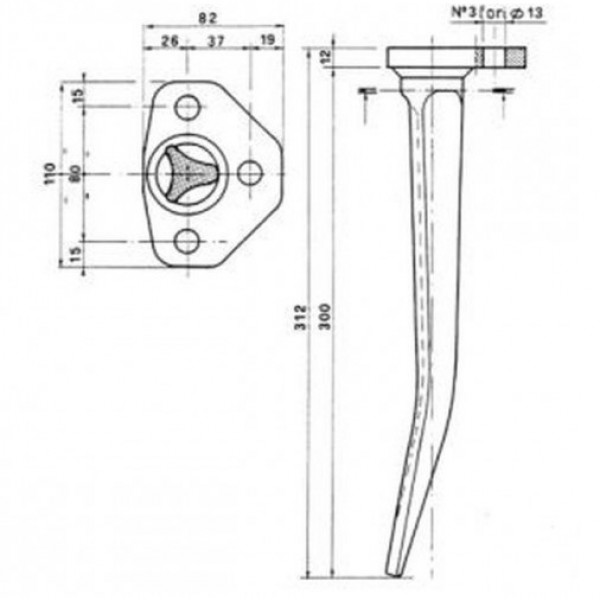 Dinte pentru grapa rotativa 6303100 Amazone