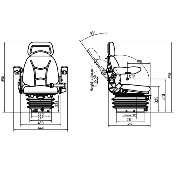 Scaun tractor cu suspensie mecanica - textil