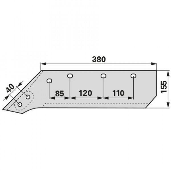 Brazdar reversibil pentru plug Kverneland 073003 - 12 mm: stanga