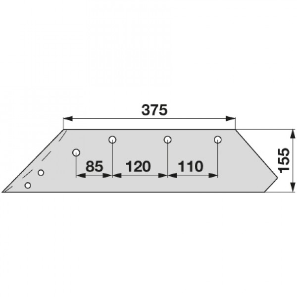 Brazdar reversibil pentru plug Kverneland 073005 - 12 mm: stanga