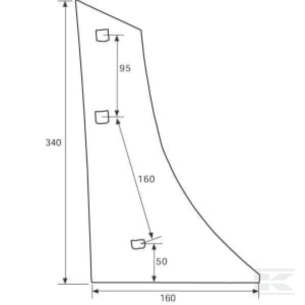 Piept cormana pentru plug Rabewerk: stanga VRP342RL, VRP-342RL, 27002202, 2700.22.02