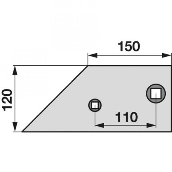 Plaz scurt pentru plug Overum 74602, 41657460209: dreapta