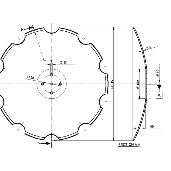 Taler disc crestat 912032 pentru grapa Kockerling