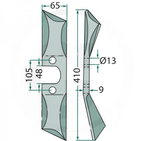 Cutit SSG-37 LV, 6439.26.02 pentru grapa rotativa Rabewerk stanga