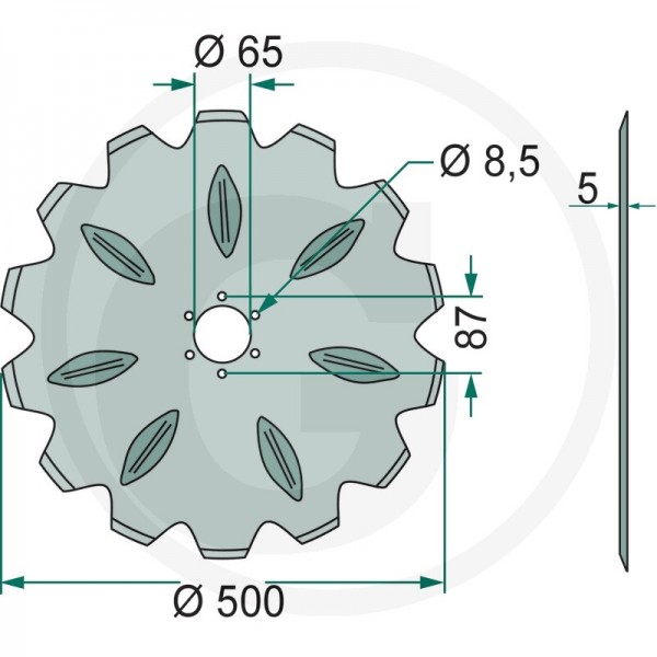 Taler disc crestat SCG-52 Z, 7209.01.02 pentru grapa Rabewerk