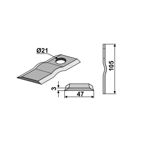 Cutit cositoare stanga/dreapta 105x47x3 mm orificiu 21 mm VGCM120
