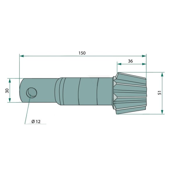 Pinion Z10 dinti cu ax  fi 30 pentru grebla Kuhn