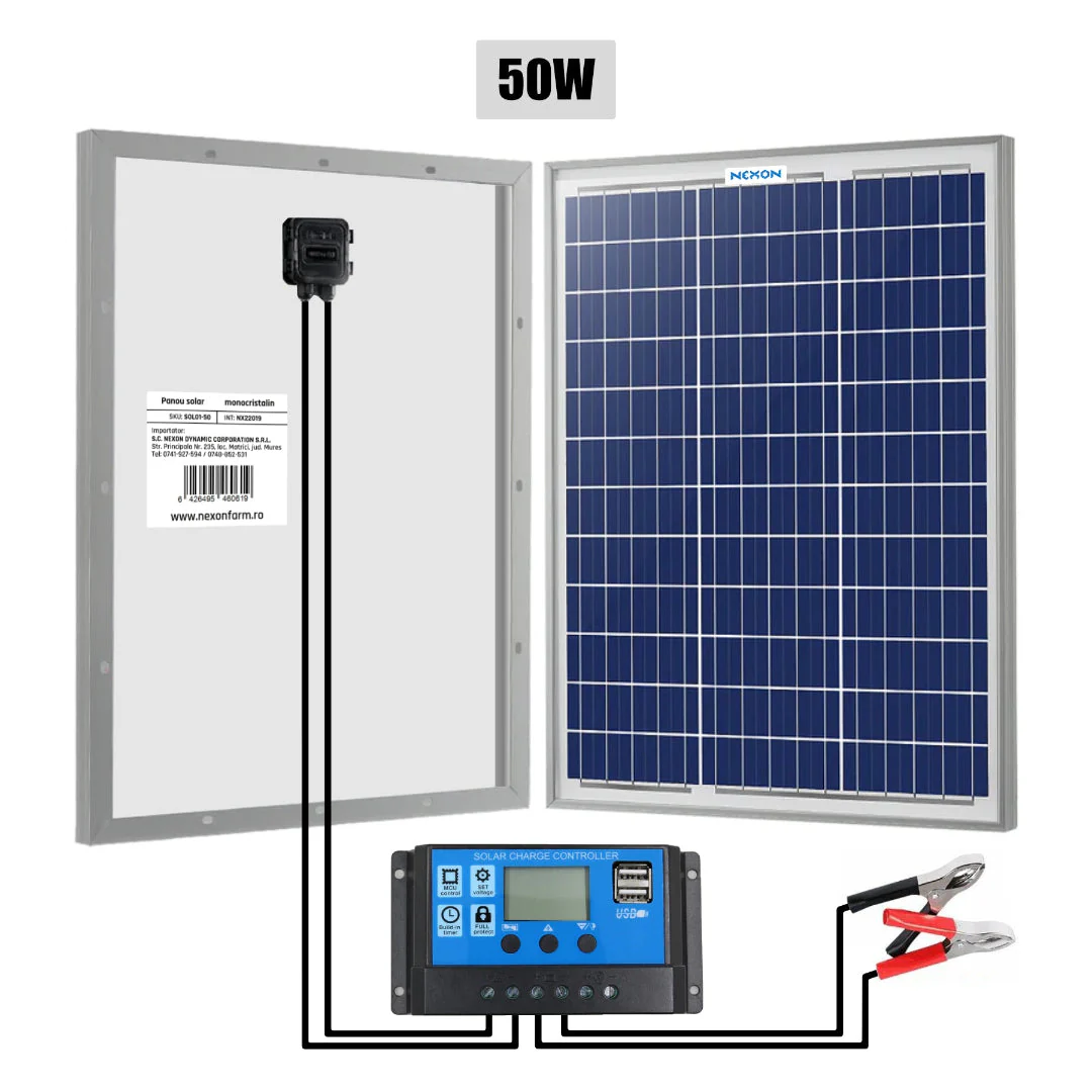 Panou solar gard electric NEXON 50W cu regulator