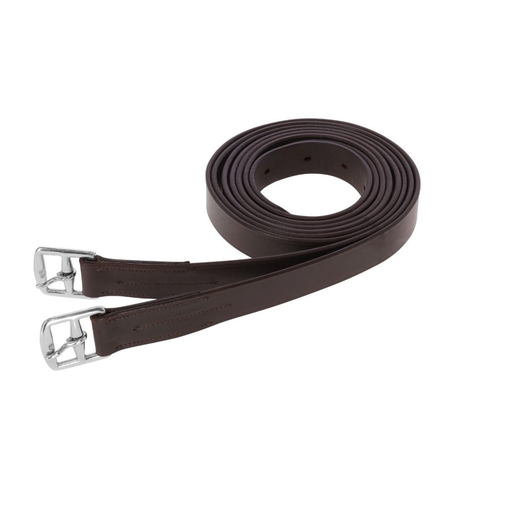 Tragatori din piele maro pentru prinderea scaritelor de sa 145 cm x 27 mm Kerbl