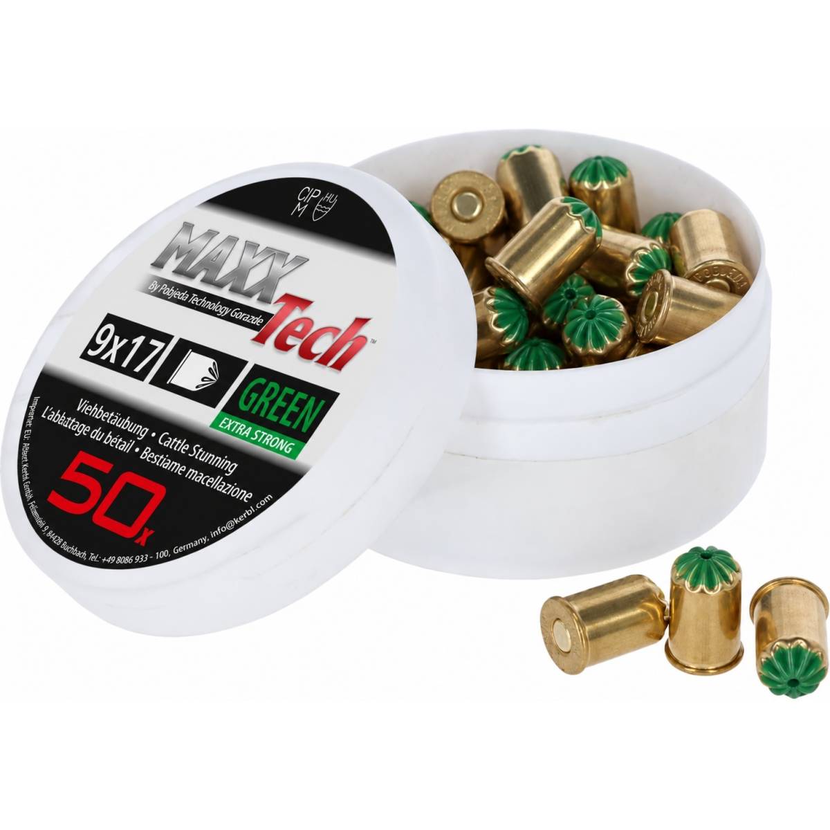 Cartuse, capse verzi pentru asomator 9x17 mm 50 buc Kerbl