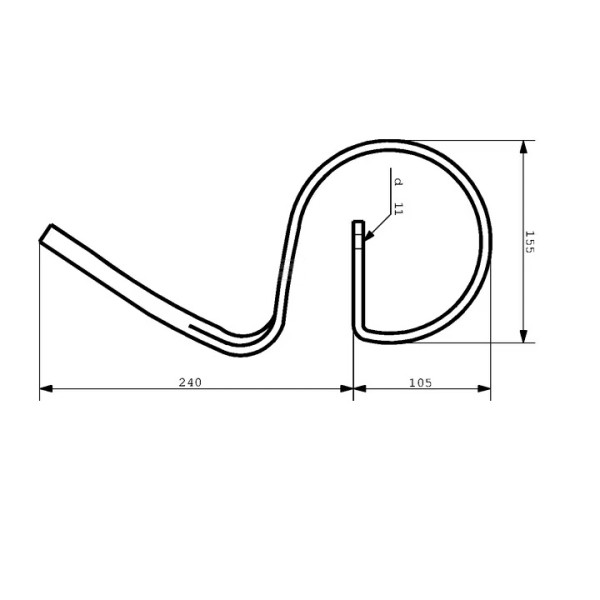 Dinte arc cultivator fara dalta 25x8x345 mm
