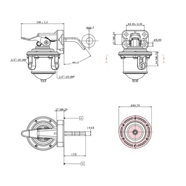 Pompă combustibil pentru motor Perkins, JCB, Landini, McCormick, Massey Ferguson, 4222105M91, 3641400M91