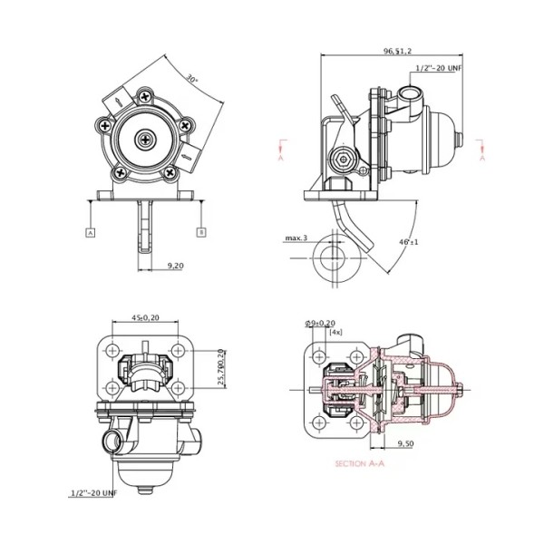 Pompa combustibil pentru Perkins Landini, McCormick, Case Ih, Massey Ferguson 107352, 133750, 138176, 1447017M91
