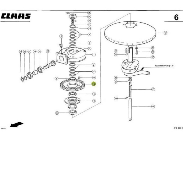 Coroana grebla 70 dinti CLAAS  (10X70) 0009217060
